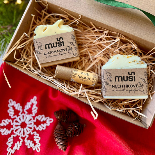 Nechtíkové a Zlatomakové mydlo & Nechtík balzam na pery